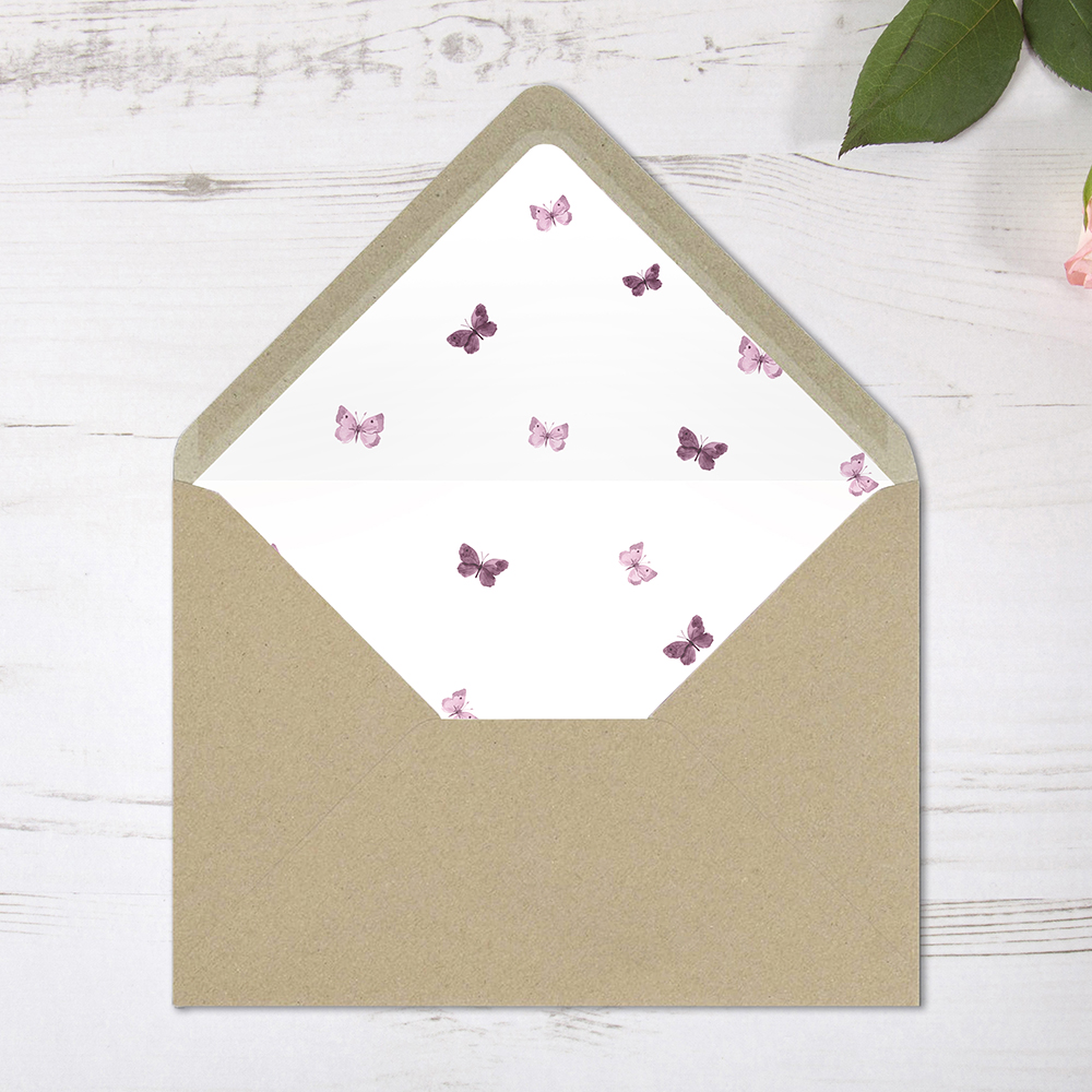 'Butterfly' Printed Envelope Liners Bespoke Envelopes